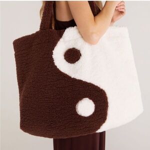 Z Supply Yin-Yang Textured Tote in Brown and White
